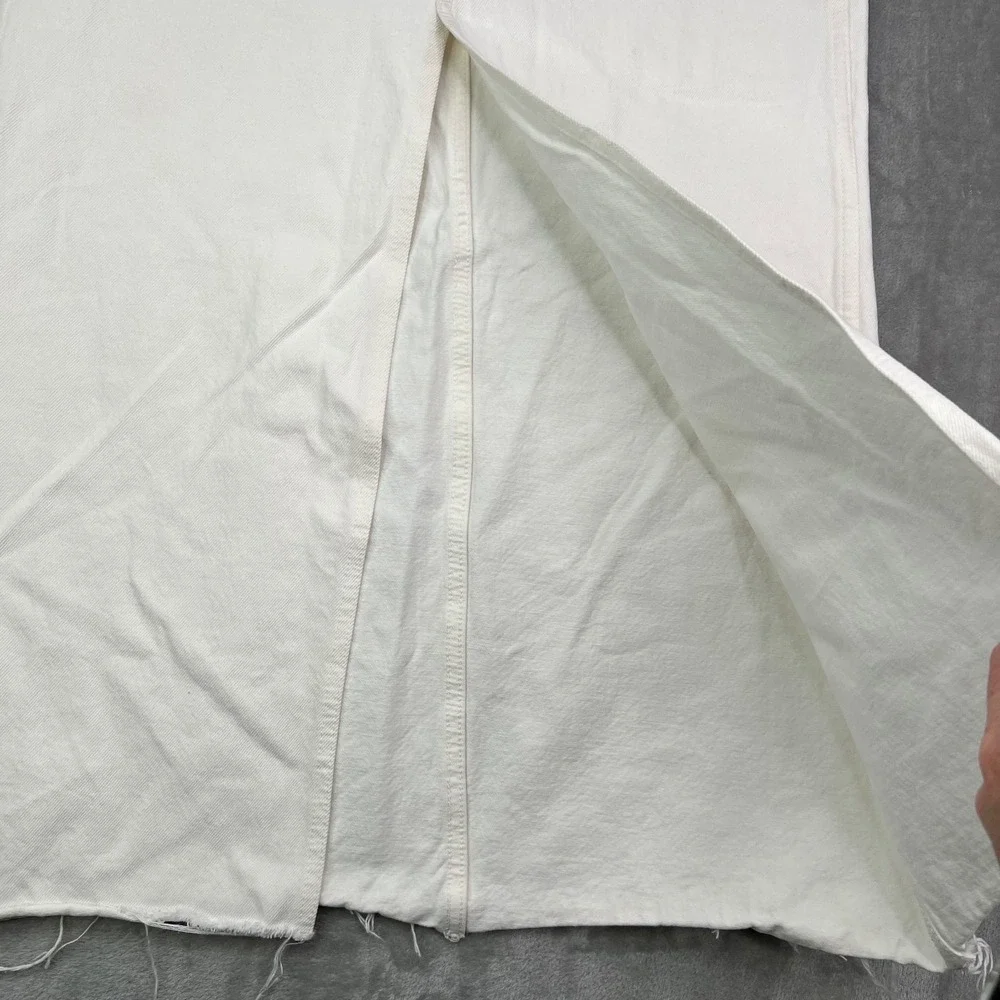 Madewell The Rilee Denim Midi Skirt Size 27 Slit Tile‎ White Cotton 90s